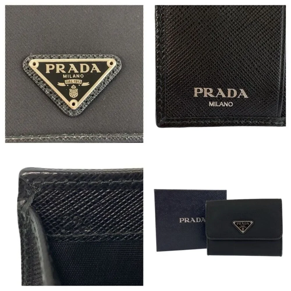 Prada Tessuto Triangle Logo Compact Wallet